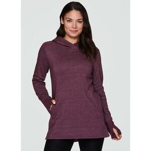 RBX Live Life Active Womens Small Burgundy Heathered Fleece Hoodie Thumbholes